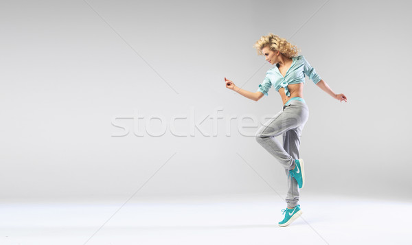 [[stock_photo]]: Sautant · séduisant · dame · fille