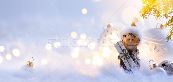 Christmas holidays composition on light blue background with cop Stock photo © Konstanttin