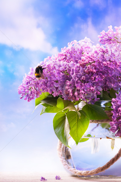  flowers in a vase on sky background Stock photo © Konstanttin