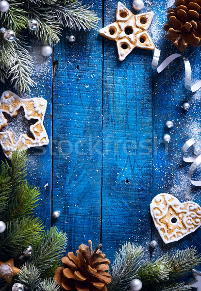 Foto d'archivio: Arte · Natale · blu · legno · neve