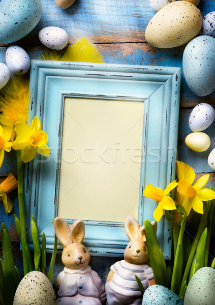 Arte feliz pascua día familia Conejo de Pascua huevos de Pascua Foto stock © Konstanttin