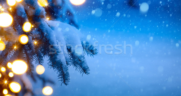 Noel ağacı açık mavi kar ağaç parti mavi Stok fotoğraf © Konstanttin