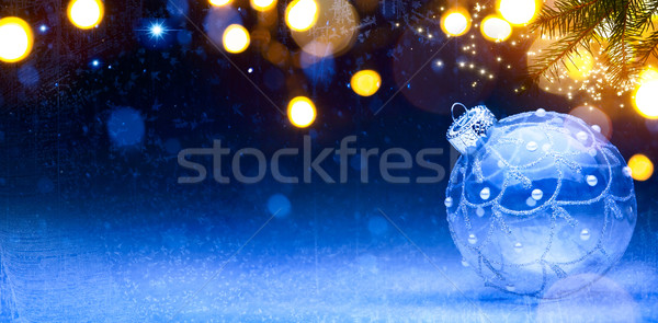 Stock foto: Kunst · blau · Weihnachten · Dekoration · Schnee