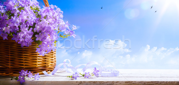 art Easter background with spring flowers a  blue sky background Stock photo © Konstanttin