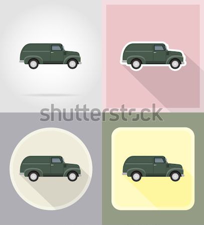 Vieux rétro voiture icônes isolé route [[stock_photo]] © konturvid