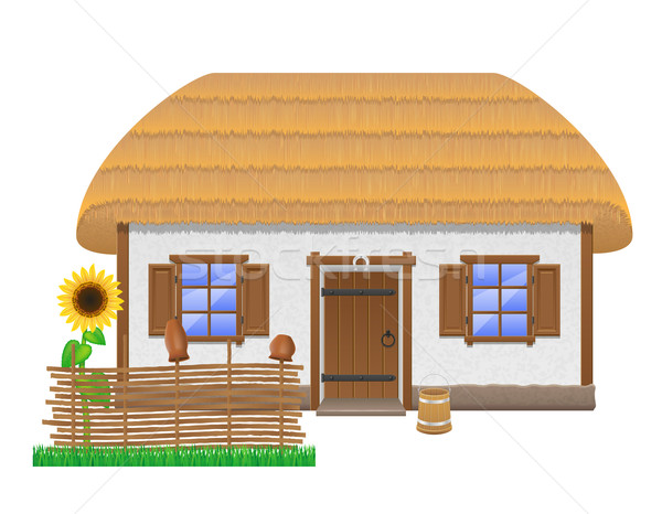 ancient farmhouse with a thatched roof vector illustration Stock photo © konturvid