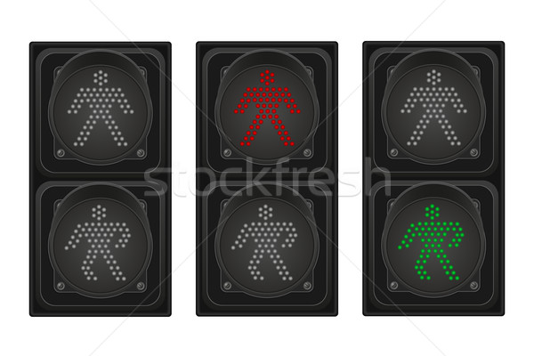 traffic light for pedestrians vector illustration Stock photo © konturvid
