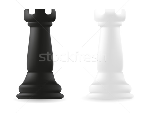 rook chess piece black and white Stock photo © konturvid
