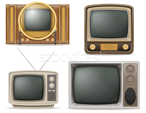 tv old retro vintage set icons stock vector illustration Stock photo © konturvid