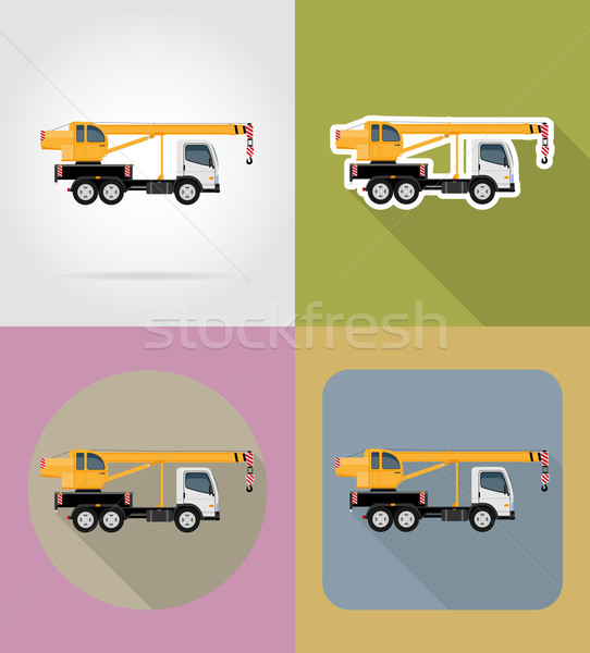 truck crane for construction flat icons vector illustration Stock photo © konturvid