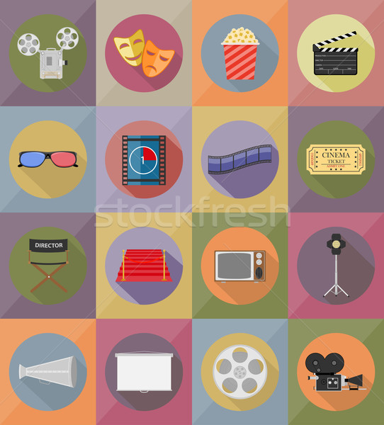 Stockfoto: Bioscoop · iconen · geïsoleerd · televisie · film · ontwerp