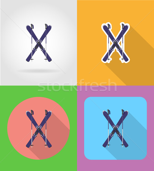 ski and sticks flat icons vector illustration Stock photo © konturvid