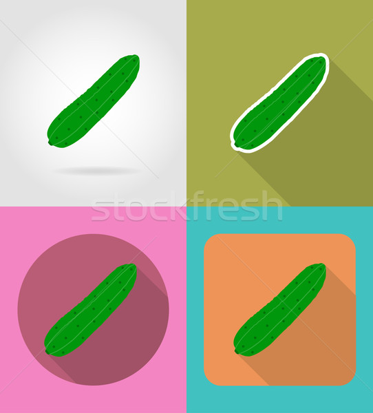 cucumber vegetable flat icons with the shadow vector illustratio Stock photo © konturvid