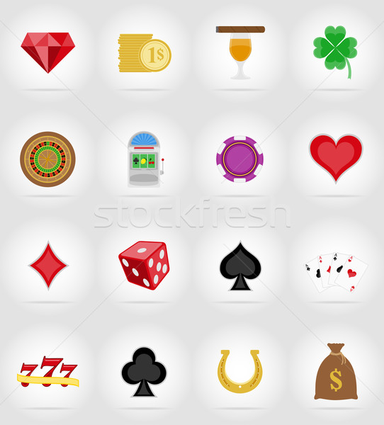 Casino Objekte Ausrüstung Symbole Illustration isoliert Stock foto © konturvid