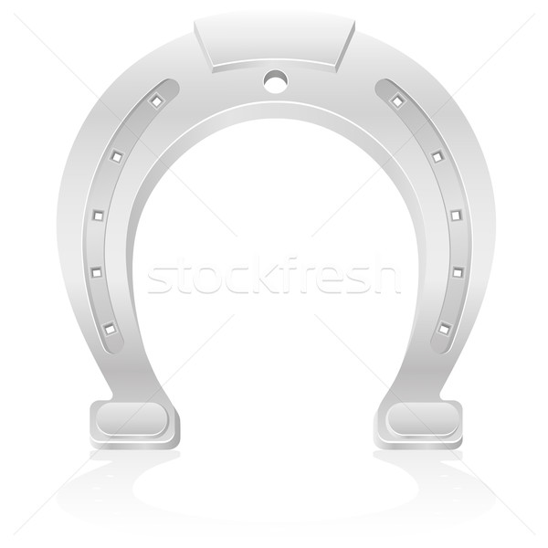 Stock photo: silver horseshoe talisman charm vector illustration