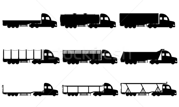 set icons trucks semi trailer black silhouette vector illustrati Stock photo © konturvid