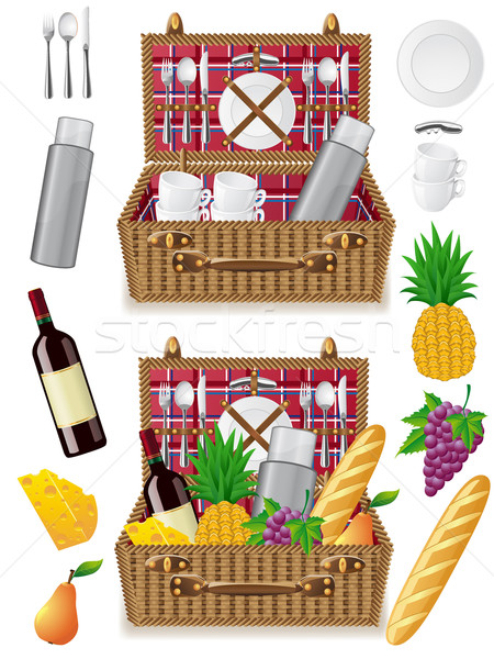 [[stock_photo]]: Panier · pique-nique · arts · de · la · table · alimentaire · fond