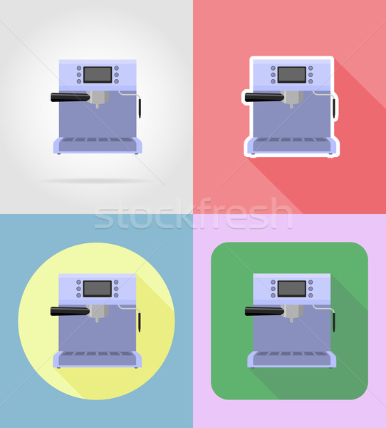 coffee maker household appliances for kitchen flat icons vector  Stock photo © konturvid