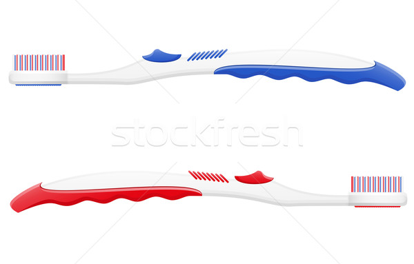 Foto stock: Escova · de · dentes · isolado · branco · saúde · beleza · azul