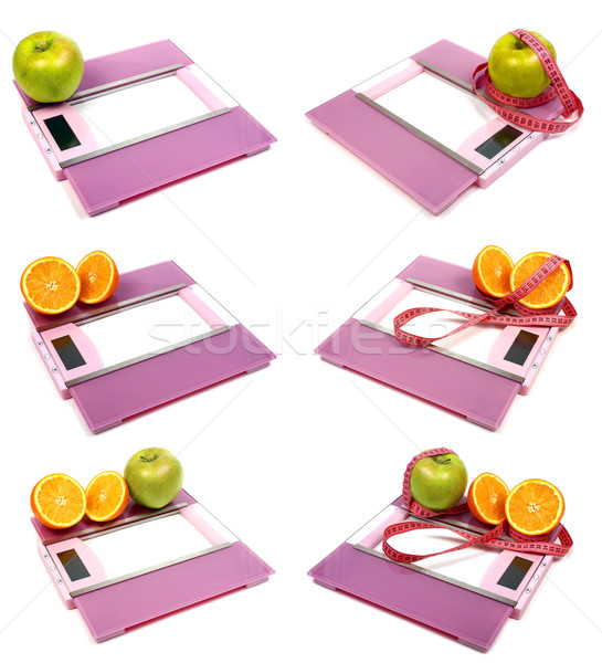 floor scales measuring ribbon apple and orange Stock photo © konturvid