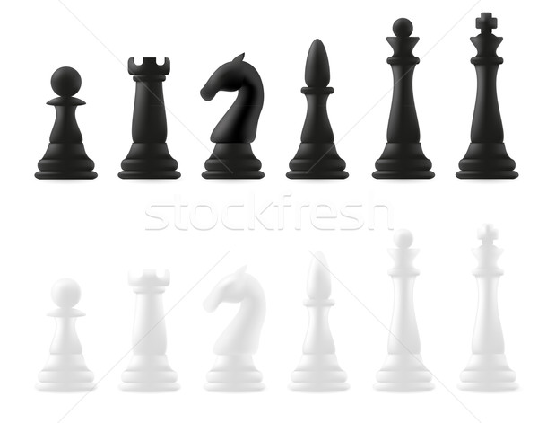 Piezas de ajedrez aislado blanco guerra ajedrez diversión Foto stock © konturvid