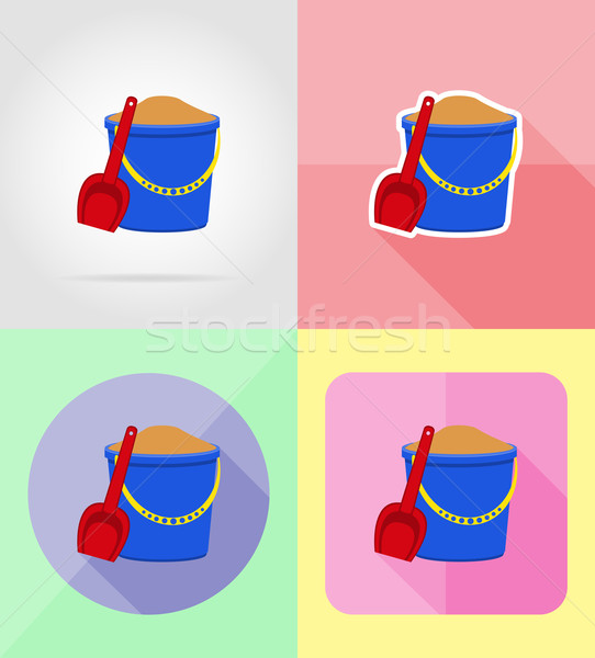 plastic bucket and shovel flat icons vector illustration Stock photo © konturvid