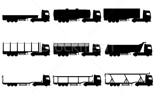 set icons trucks semi trailer black silhouette vector illustrati Stock photo © konturvid