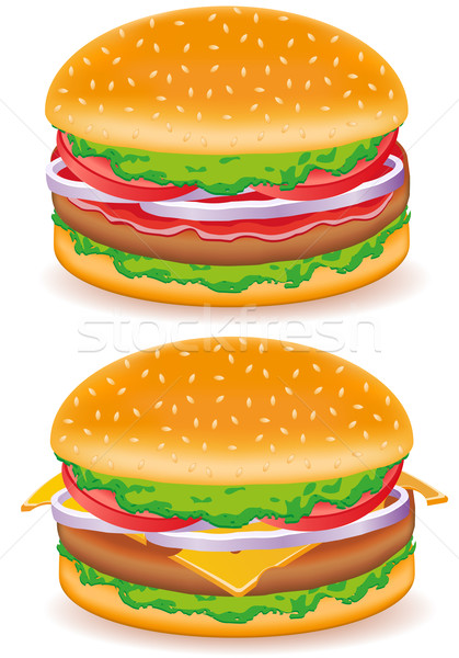 Hamburger cheeseburger izolat alb pâine prânz Imagine de stoc © konturvid