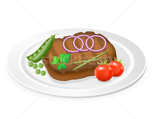 Alla griglia bistecca verdura piatto isolato bianco Foto d'archivio © konturvid
