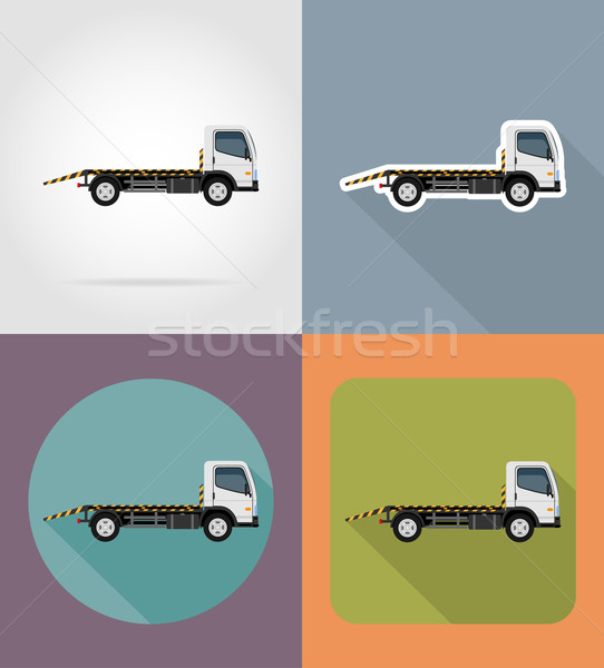 tow truck for transportation faults and emergency cars flat icon Stock photo © konturvid
