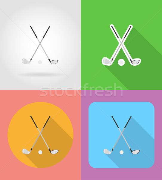 golf club and ball flat icons vector illustration Stock photo © konturvid
