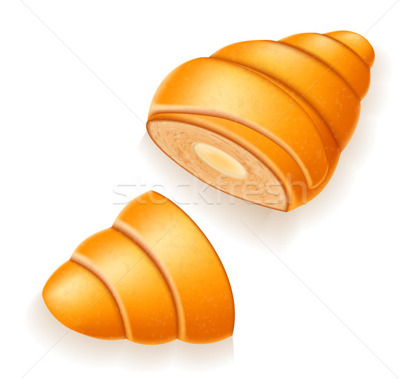 crispy croissant with the broken cream or condensed milk filling Stock photo © konturvid