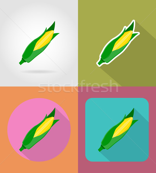 Maíz vegetales iconos sombra aislado alimentos Foto stock © konturvid