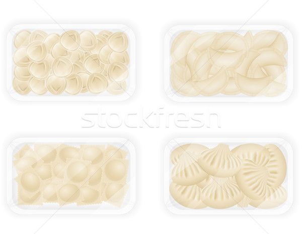 dumplings of dough with a filling in packaged set icons vector i Stock photo © konturvid