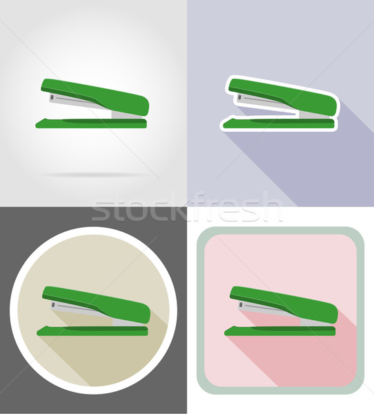 stapler stationery equipment set flat icons vector illustration Stock photo © konturvid