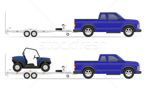 car pickup with trailer vector illustration Stock photo © konturvid