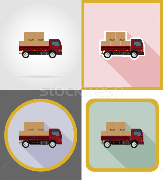 Levering voertuig iconen geïsoleerd business teken Stockfoto © konturvid