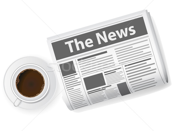 Stock photo: cup of coffee and newspaper