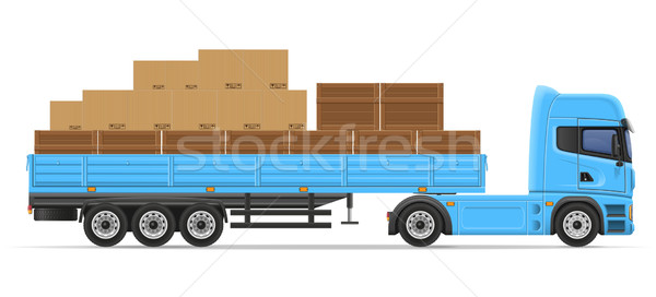 truck semi trailer for transportation of goods concept vector il Stock photo © konturvid