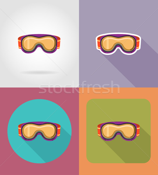 ski and snowboarding glasses flat icons vector illustration Stock photo © konturvid