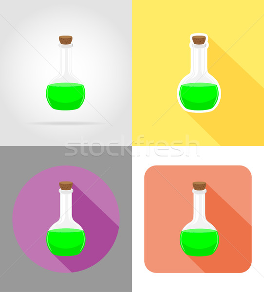 glass test tube flat icons vector illustration Stock photo © konturvid