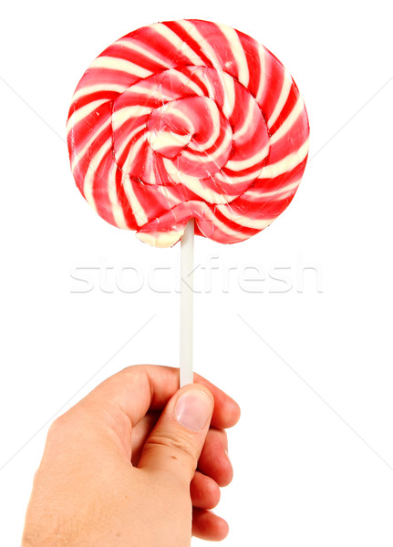 Zdjęcia stock: Candy · różowy · spirali · lizak · strony · odizolowany