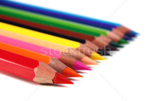 [[stock_photo]]: Crayons · crayons · isolé · blanche · peinture · orange