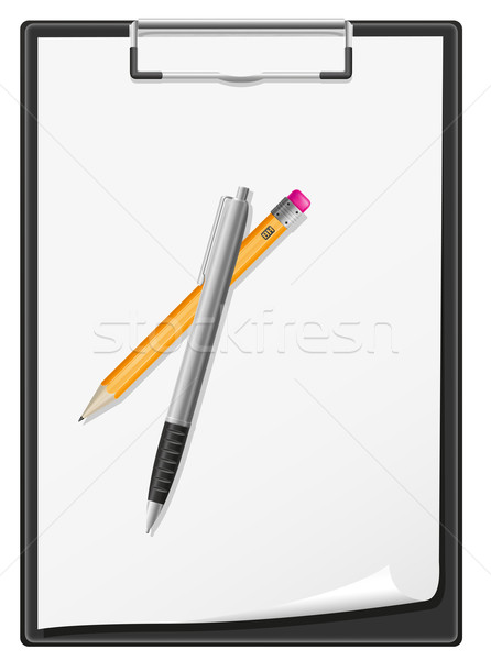 clipboard blank sheet of paper pen and pencil vector illustratio Stock photo © konturvid