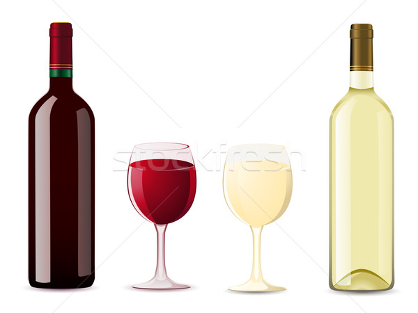 Bouteille verre rouge bouteille de vin blanc vin blanc couleur [[stock_photo]] © konturvid