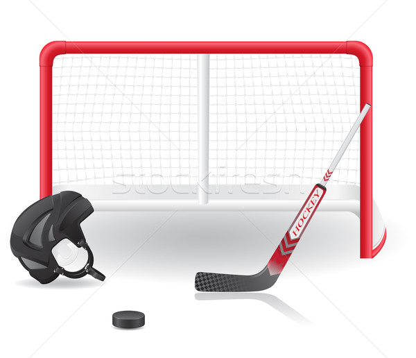 Hockey set isolato bianco sport inverno Foto d'archivio © konturvid
