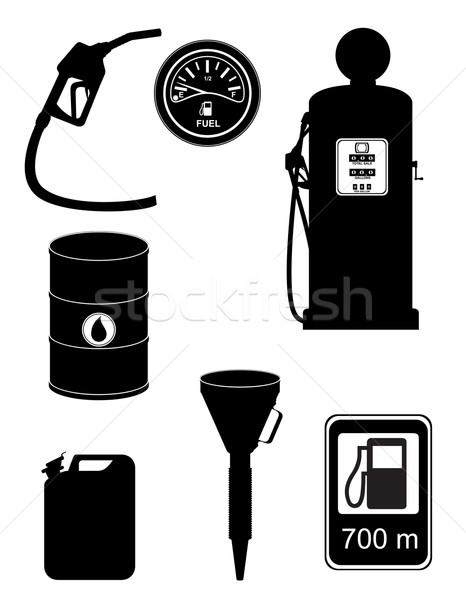 [[stock_photo]]: Noir · silhouette · carburant · icônes · isolé