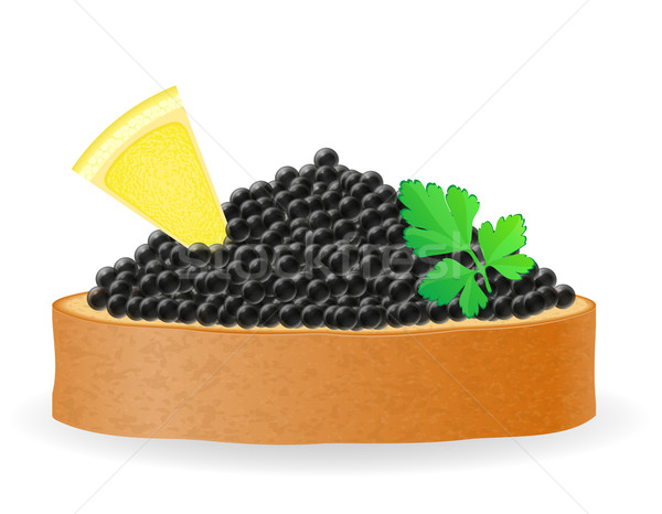 sandwich with black caviar lemon and parsley vector illustration Stock photo © konturvid