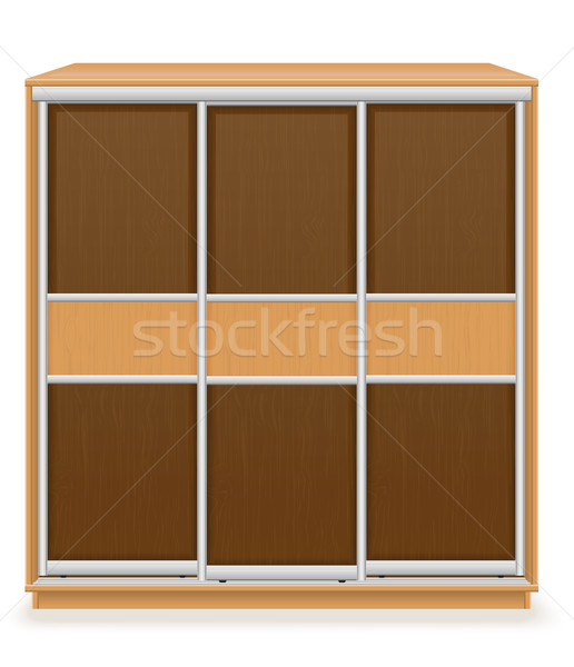 modern wooden furniture wardrobe with sliding doors vector illus Stock photo © konturvid