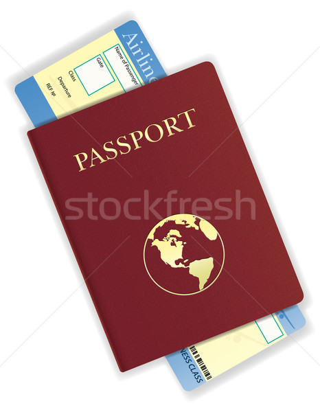Pasaporte aerolínea billete aislado blanco negocios Foto stock © konturvid